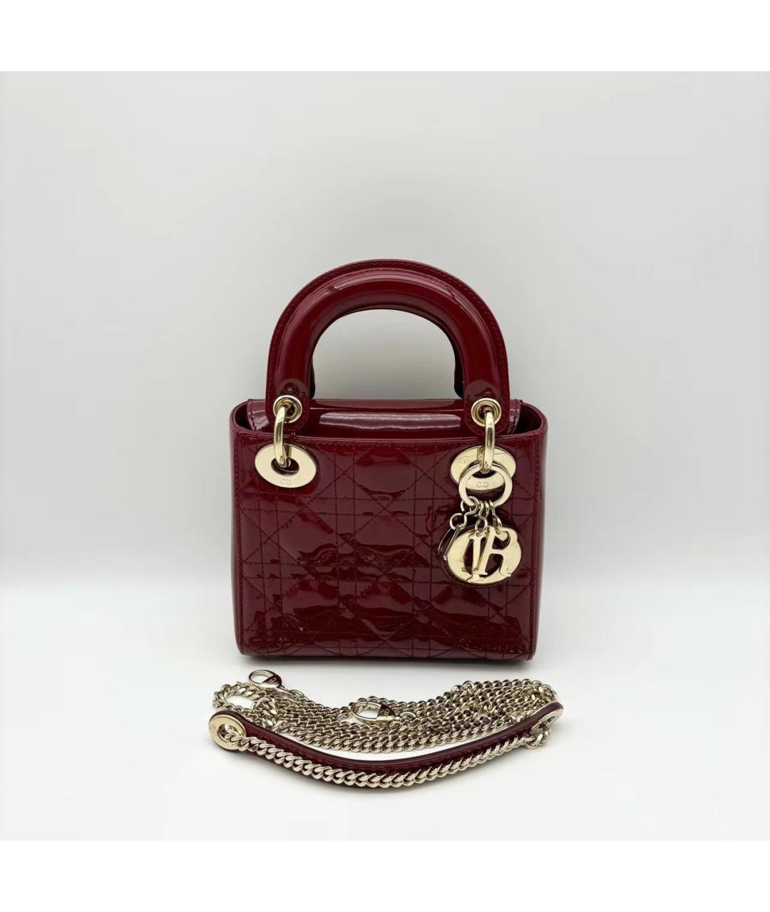 CHRISTIAN DIOR Красная сумка через плечо из лакированной кожи, фото 7