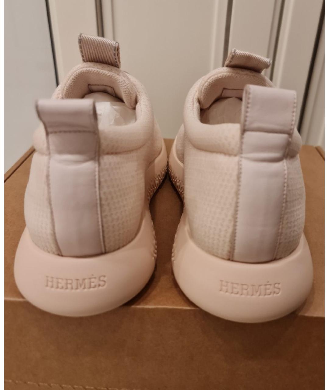 HERMES Коралловые текстильные кроссовки, фото 4