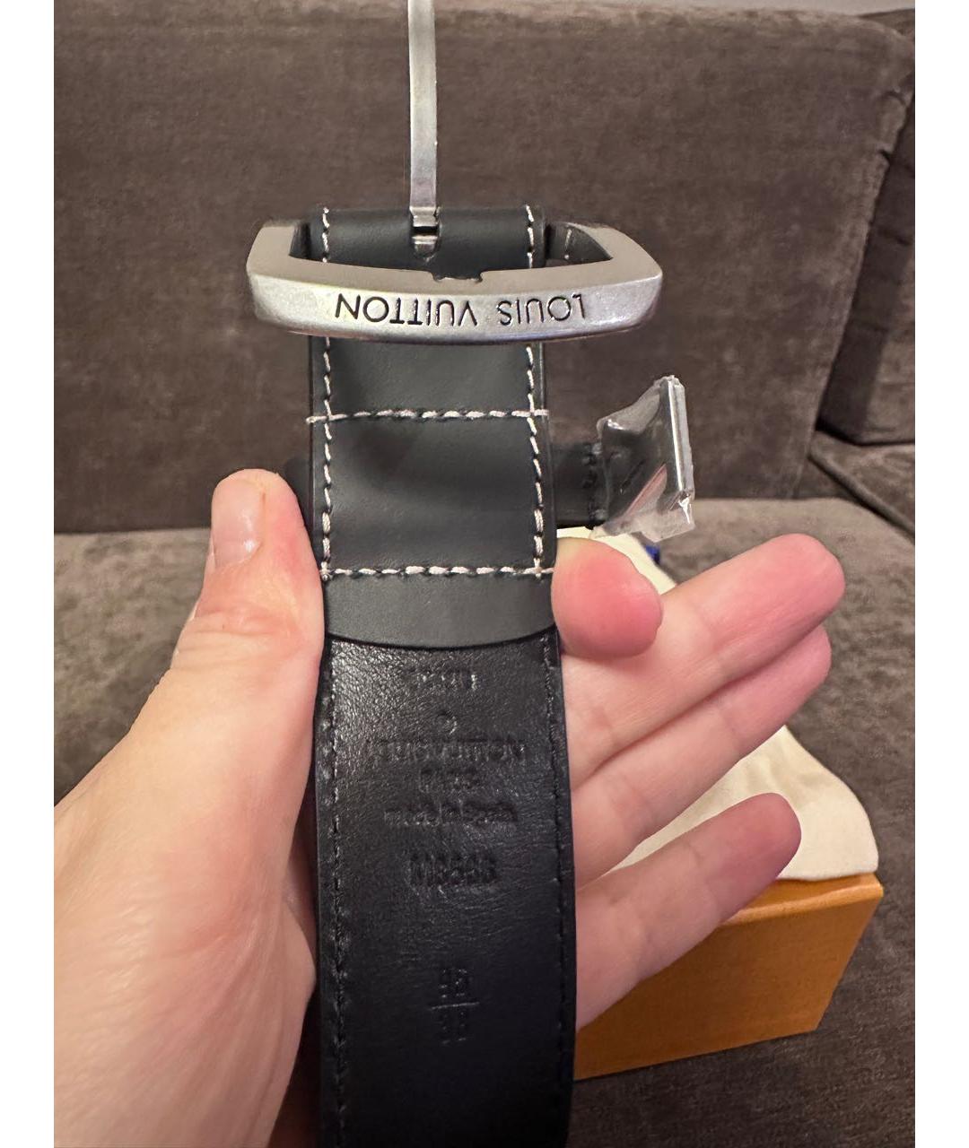 LOUIS VUITTON Черный кожаный ремень, фото 4