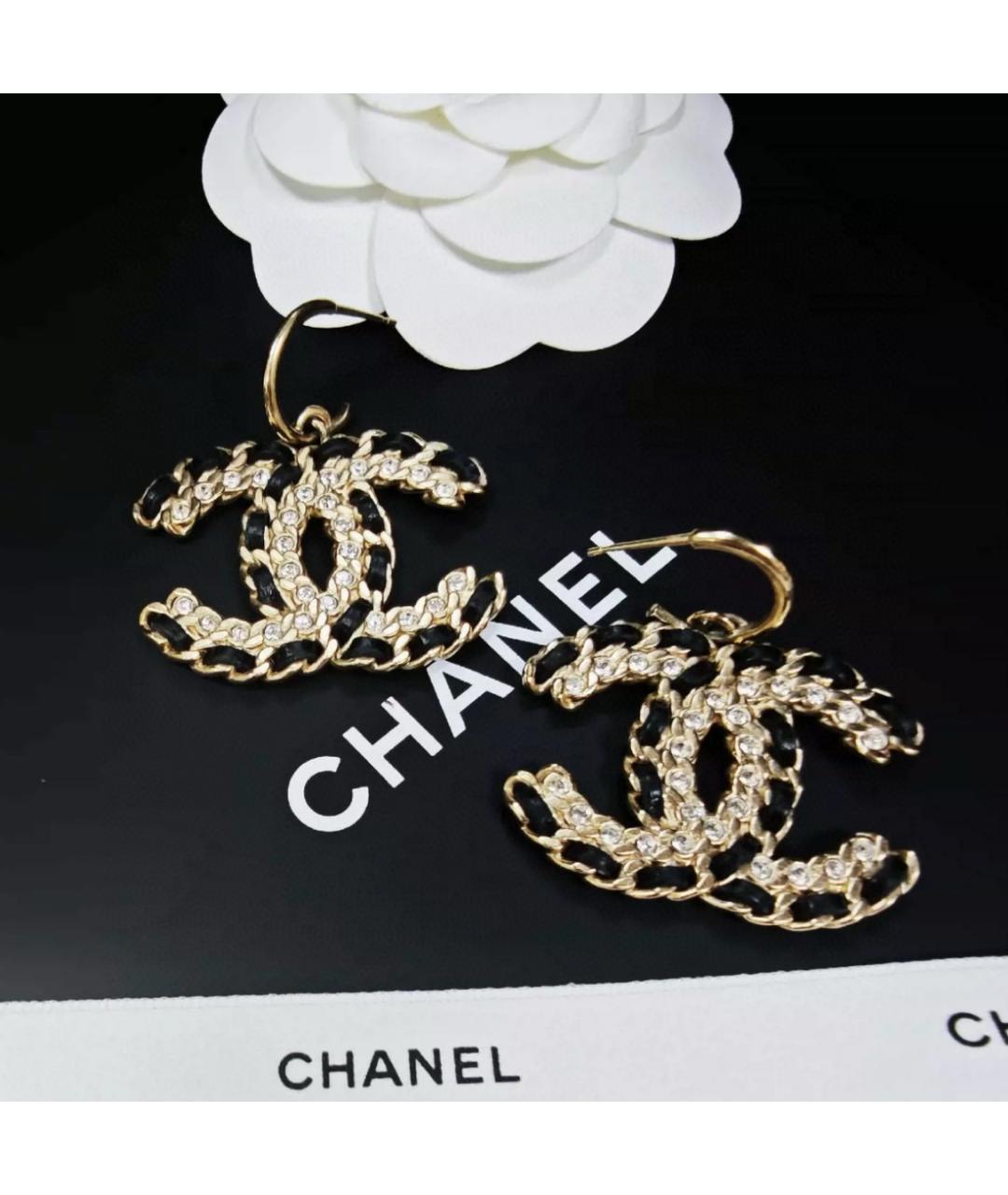 CHANEL Черные серьги, фото 2
