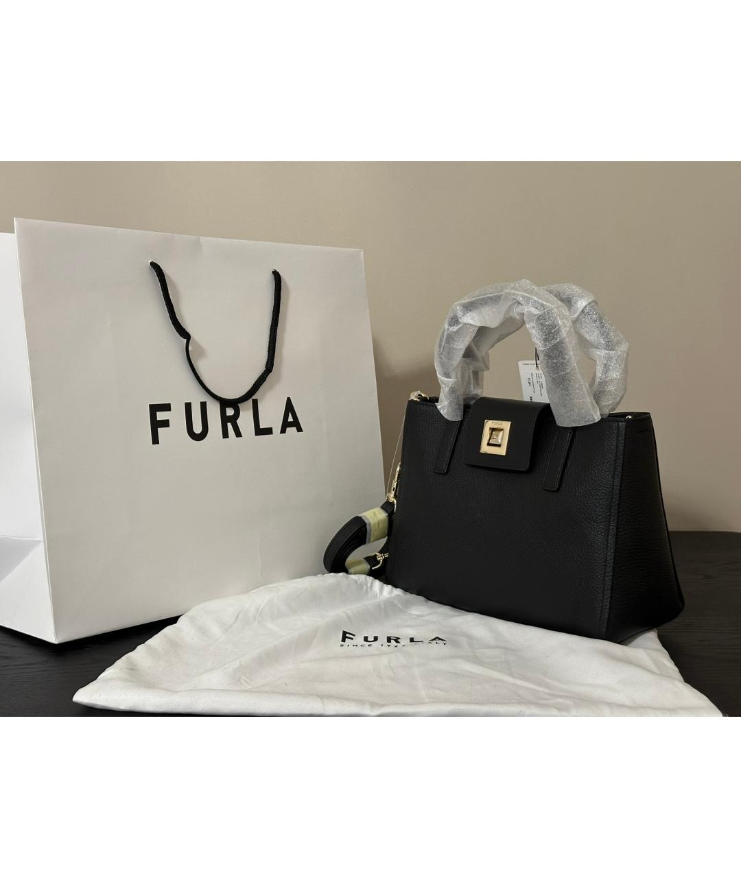 FURLA Черная кожаная сумка через плечо, фото 7