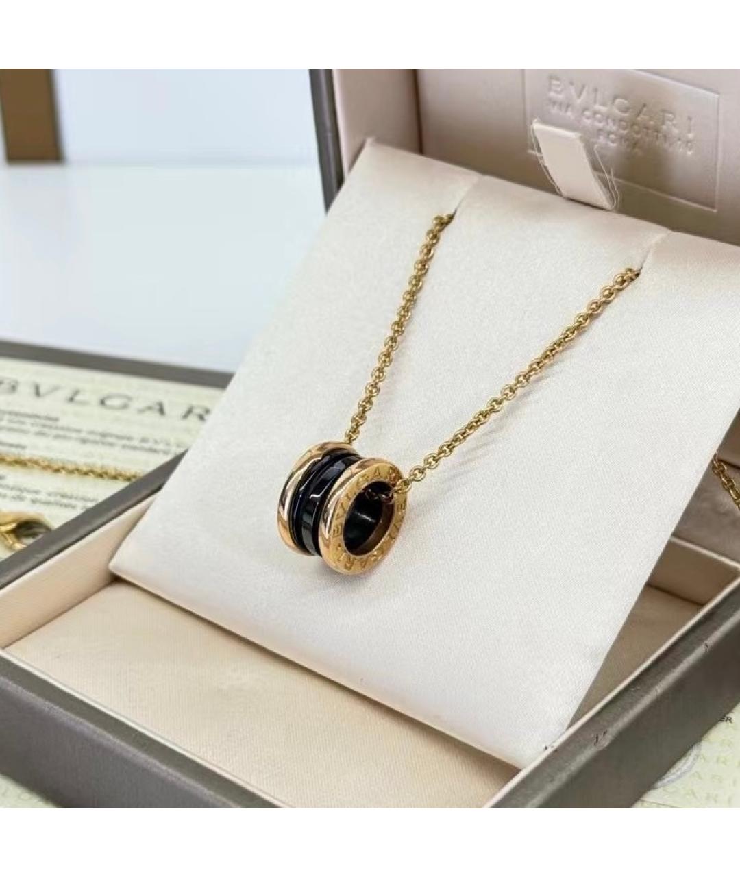 BVLGARI Черная подвеска из розового золота, фото 2