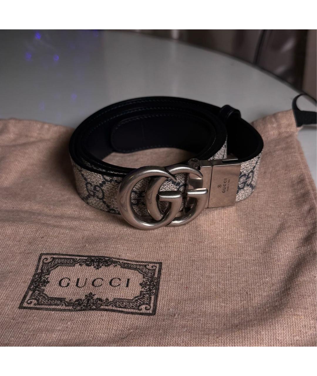 GUCCI Темно-синий кожаный ремень, фото 4