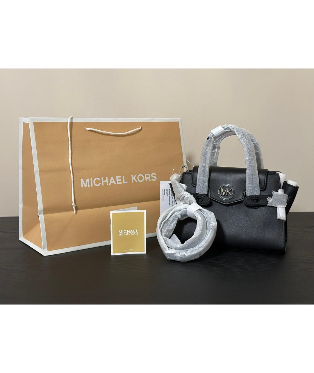 MICHAEL KORS Черная кожаная сумка тоут, фото 7