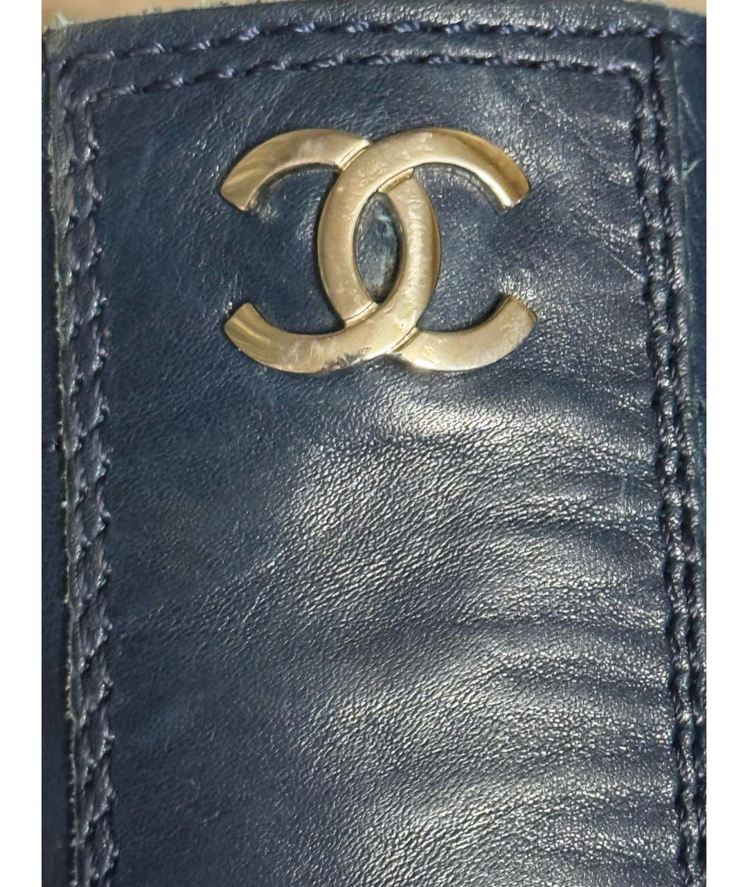 CHANEL Темно-синие кожаные ботинки, фото 6