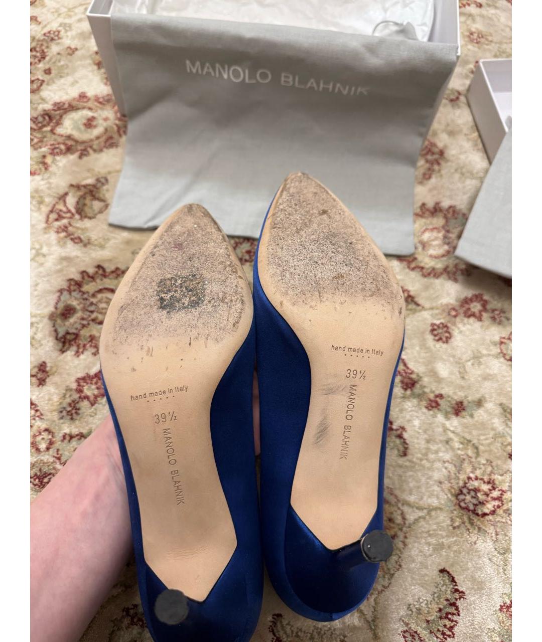 MANOLO BLAHNIK Синие текстильные туфли, фото 4