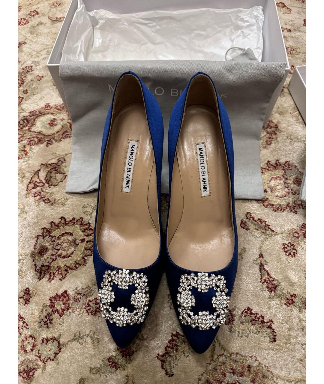 MANOLO BLAHNIK Синие текстильные туфли, фото 2