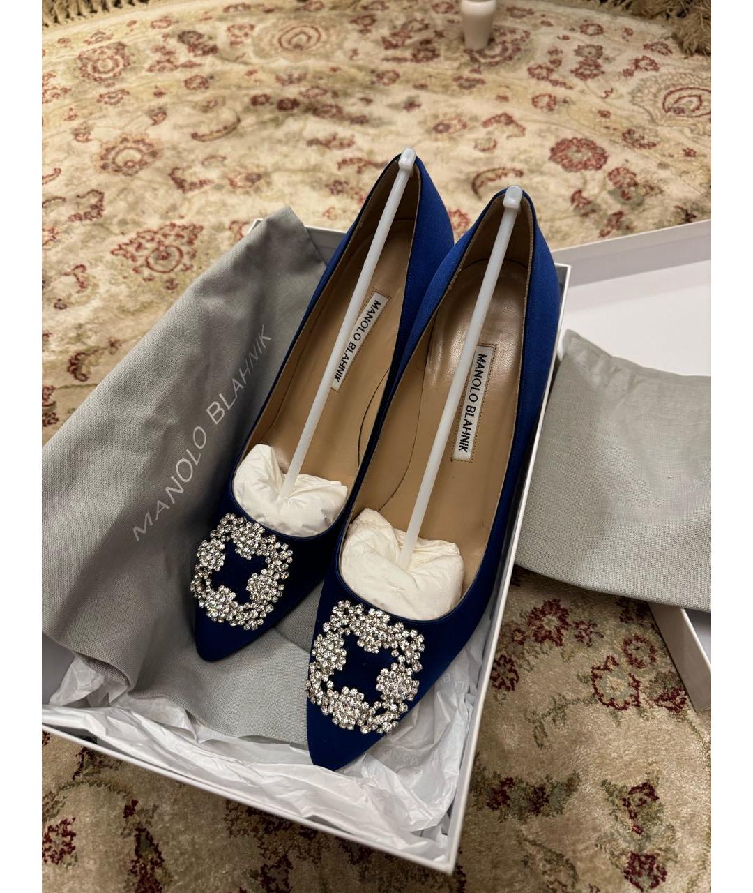 MANOLO BLAHNIK Синие текстильные туфли, фото 5