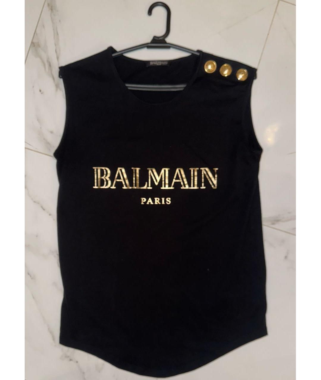 BALMAIN Черная хлопковая майка, фото 5