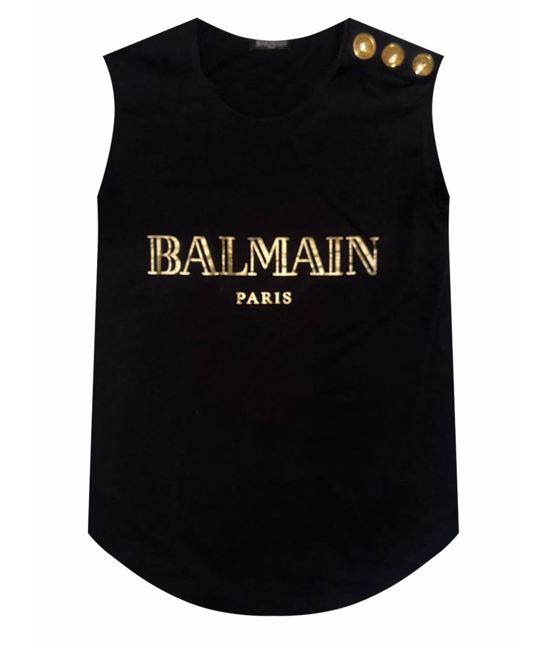 BALMAIN Черная хлопковая майка, фото 1