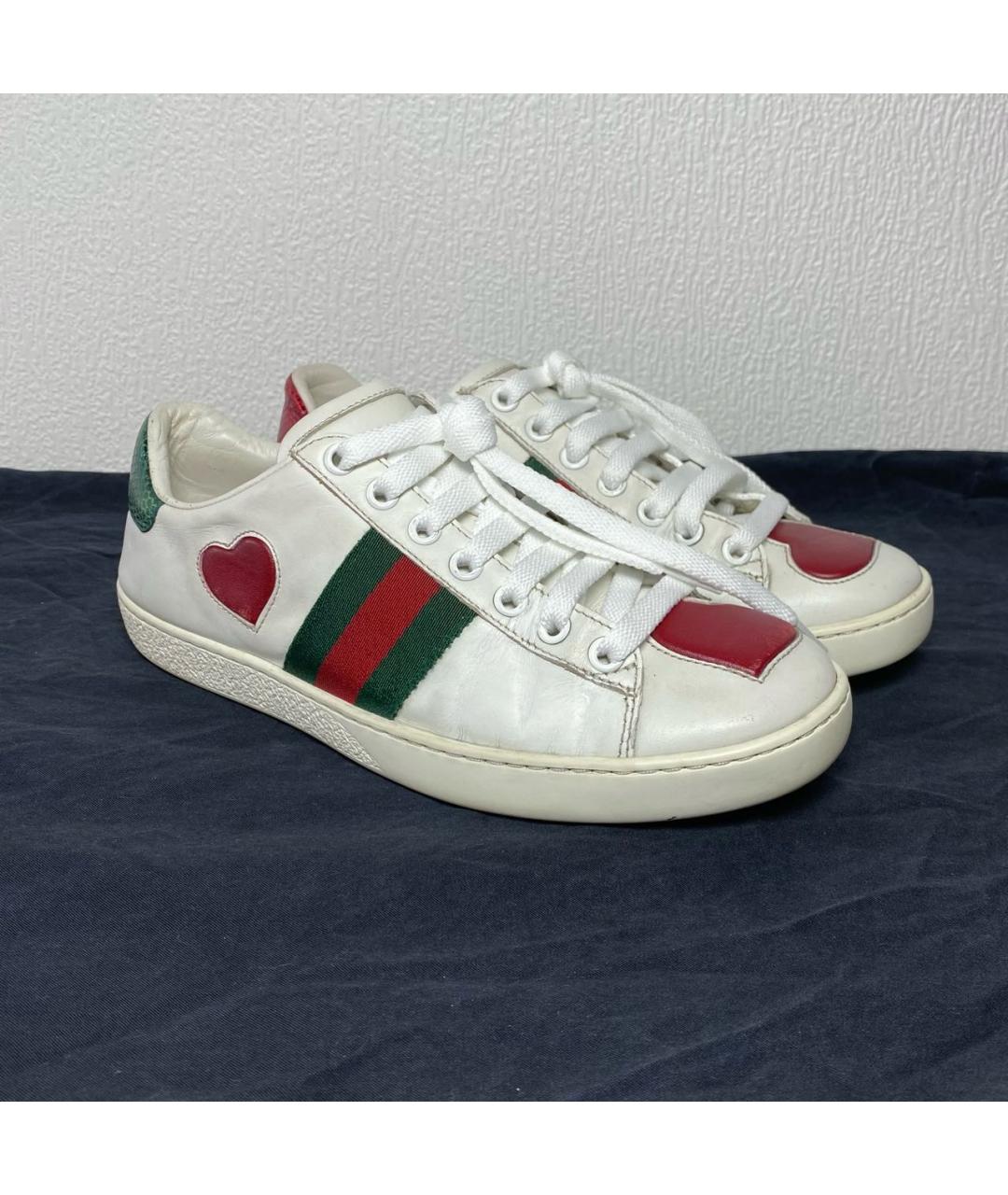 GUCCI Белые кожаные кеды, фото 7