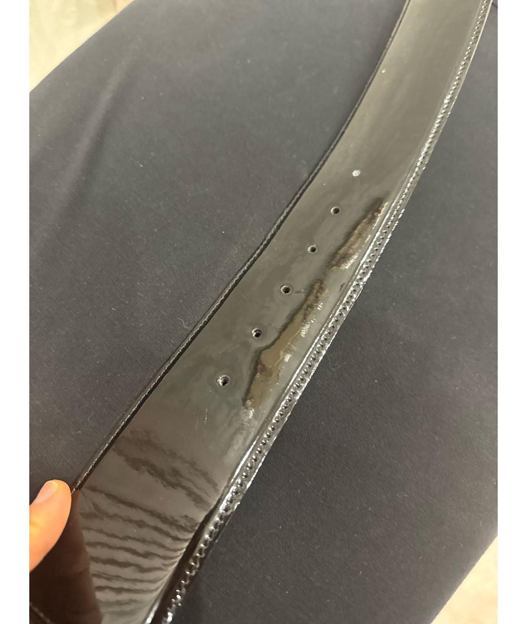 LOUIS VUITTON Черный ремень из лакированной кожи, фото 4