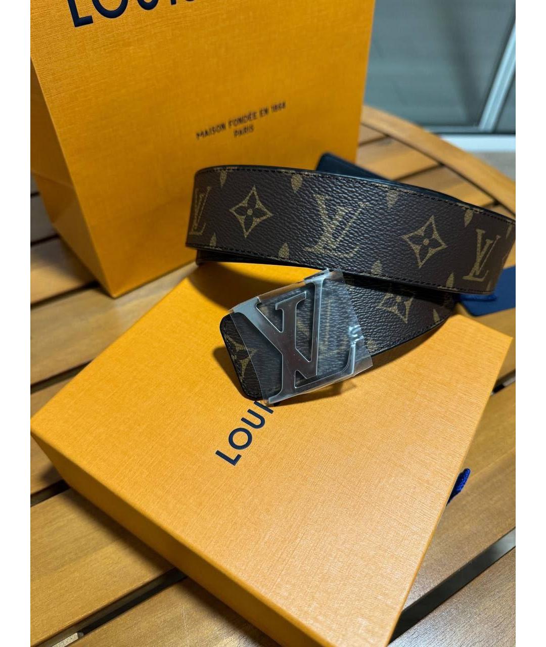 LOUIS VUITTON Коричневый кожаный ремень, фото 3