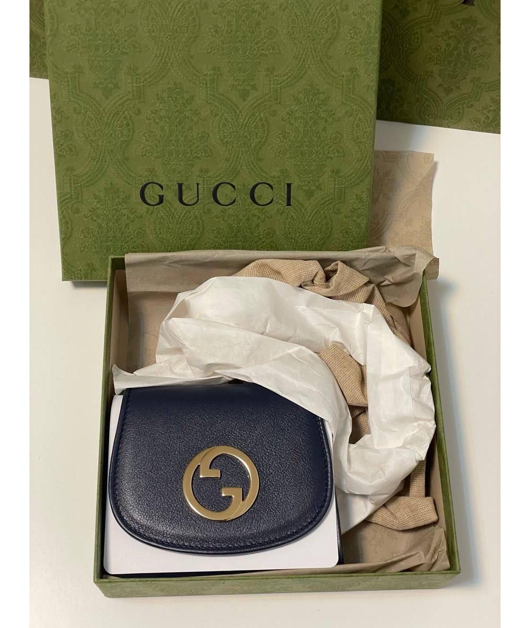 GUCCI Темно-синяя кожаная сумка через плечо, фото 8