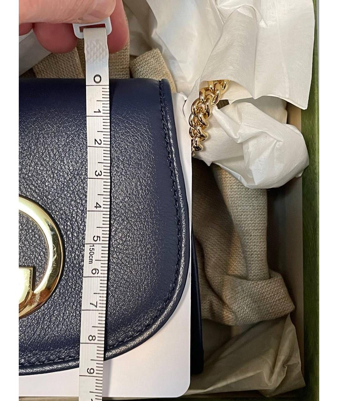 GUCCI Темно-синяя кожаная сумка через плечо, фото 5