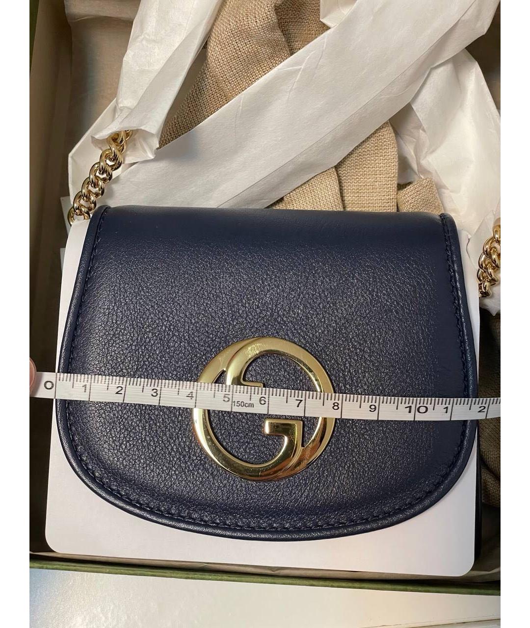 GUCCI Темно-синяя кожаная сумка через плечо, фото 7