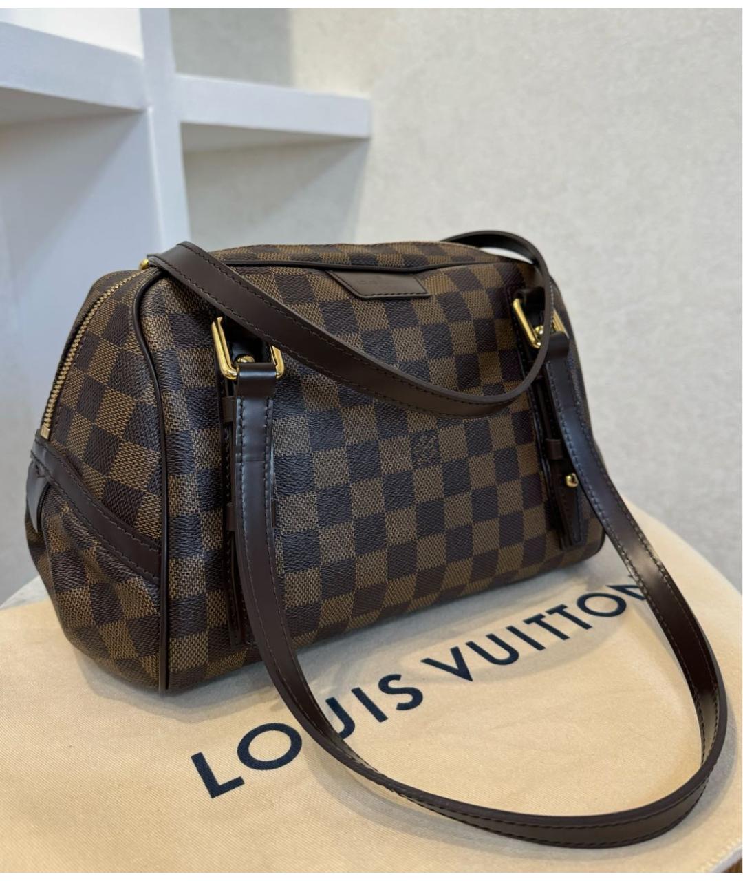 LOUIS VUITTON Коричневая кожаная сумка тоут, фото 4