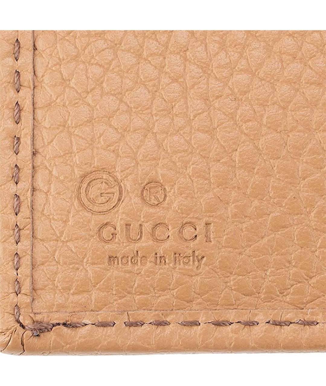GUCCI Бежевый кожаный кошелек, фото 7