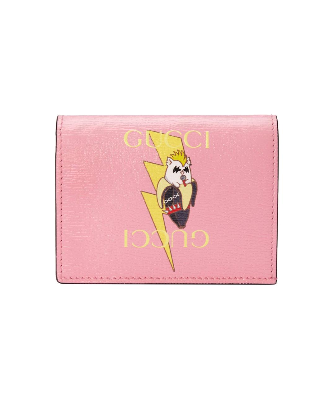 GUCCI Розовый кожаный кардхолдер, фото 1