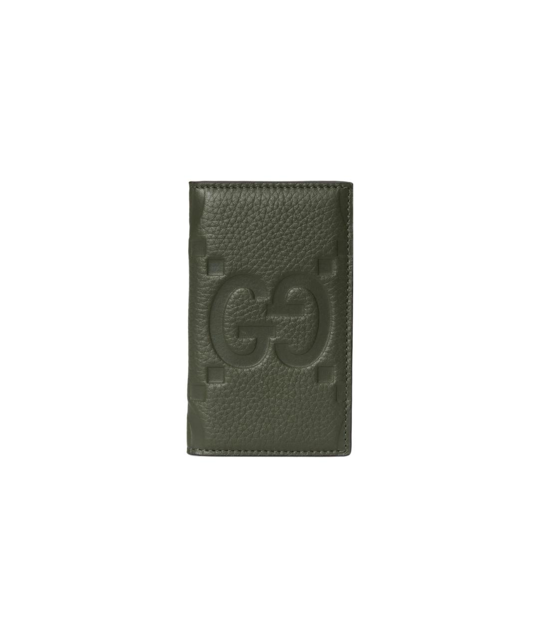 GUCCI Хаки кожаный кардхолдер, фото 1