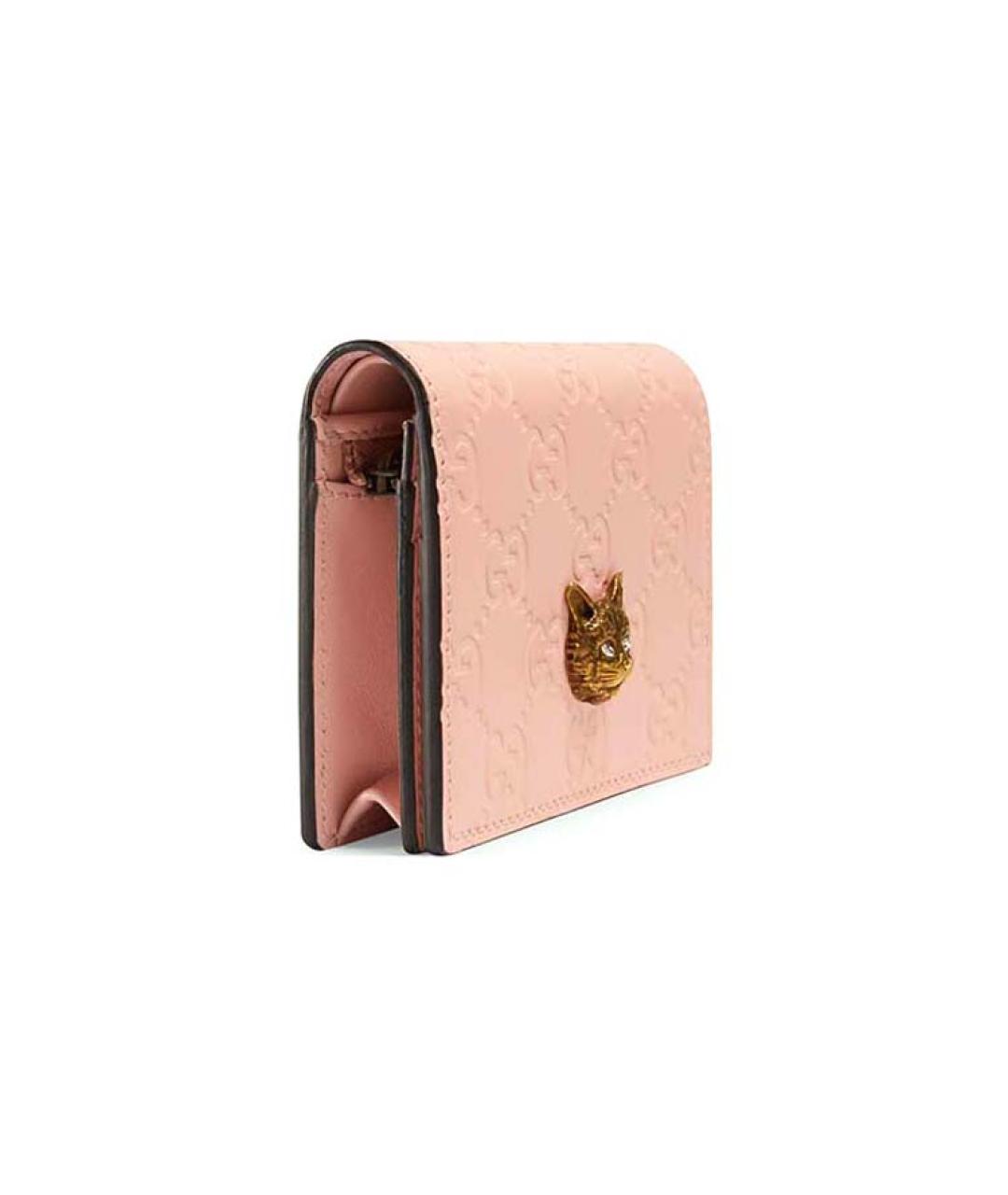 GUCCI Розовый кожаный кардхолдер, фото 2
