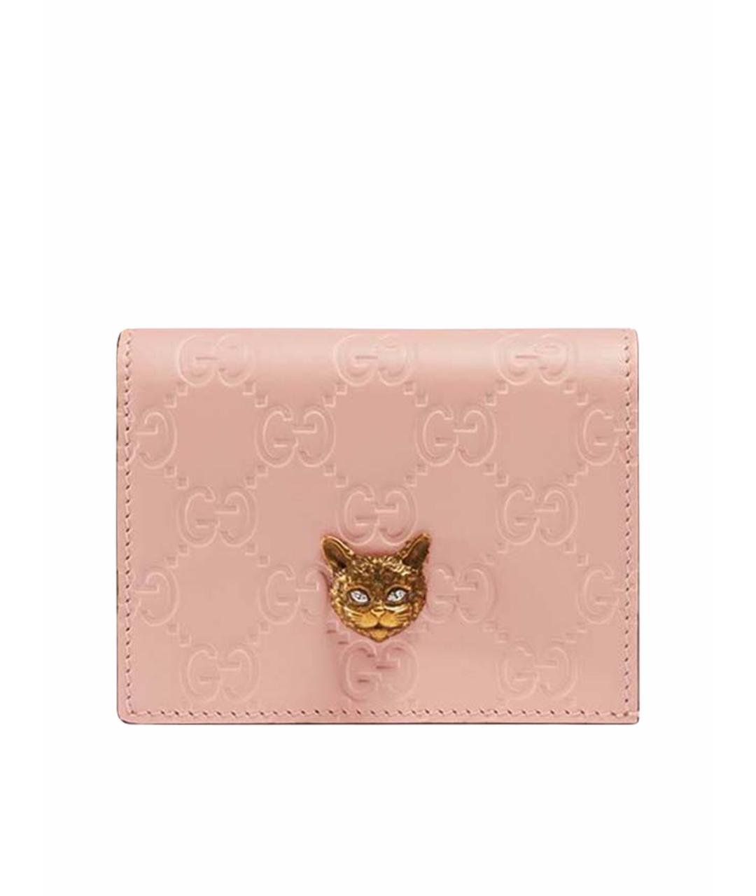 GUCCI Розовый кожаный кардхолдер, фото 1