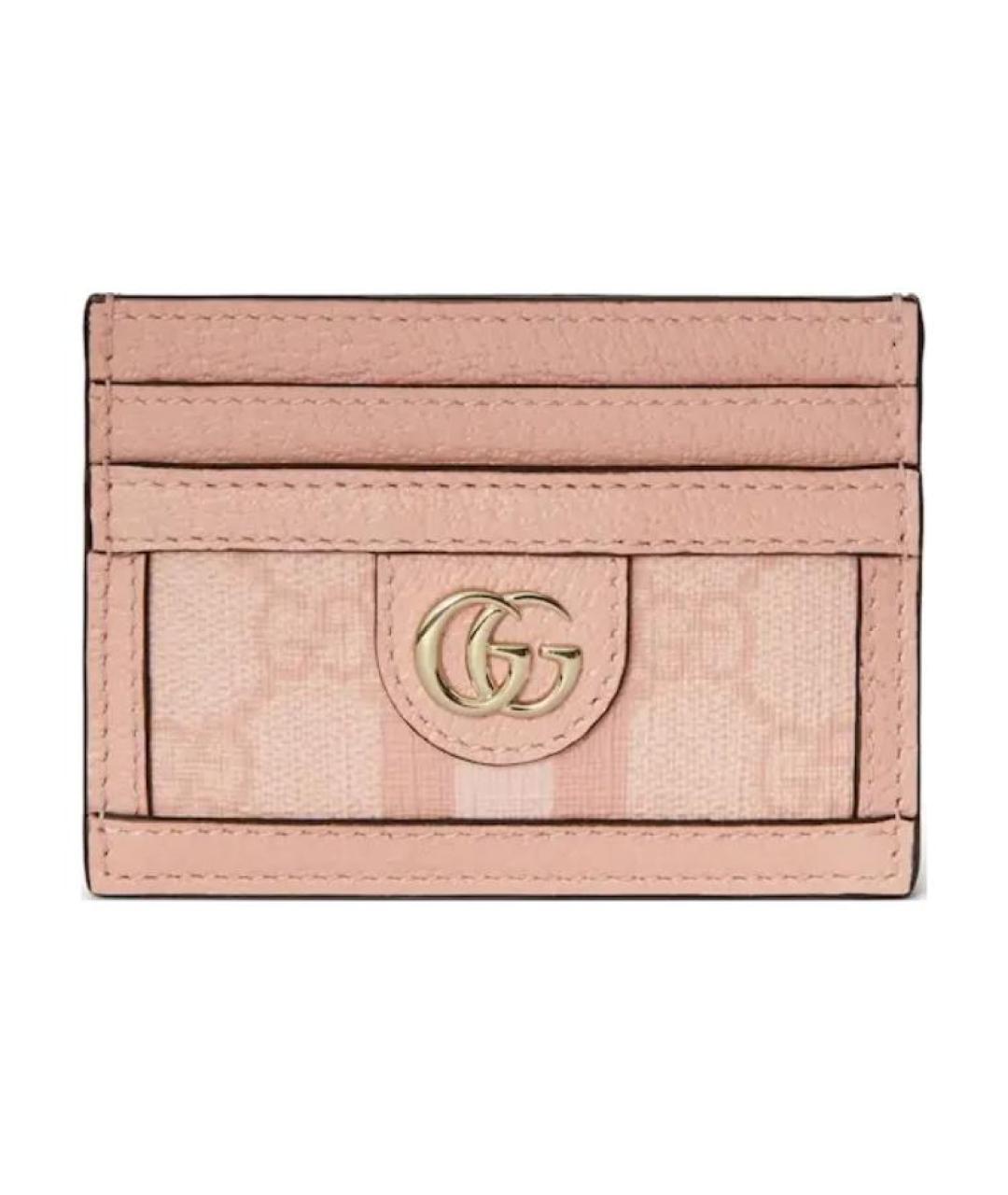 GUCCI Розовый кожаный кардхолдер, фото 1