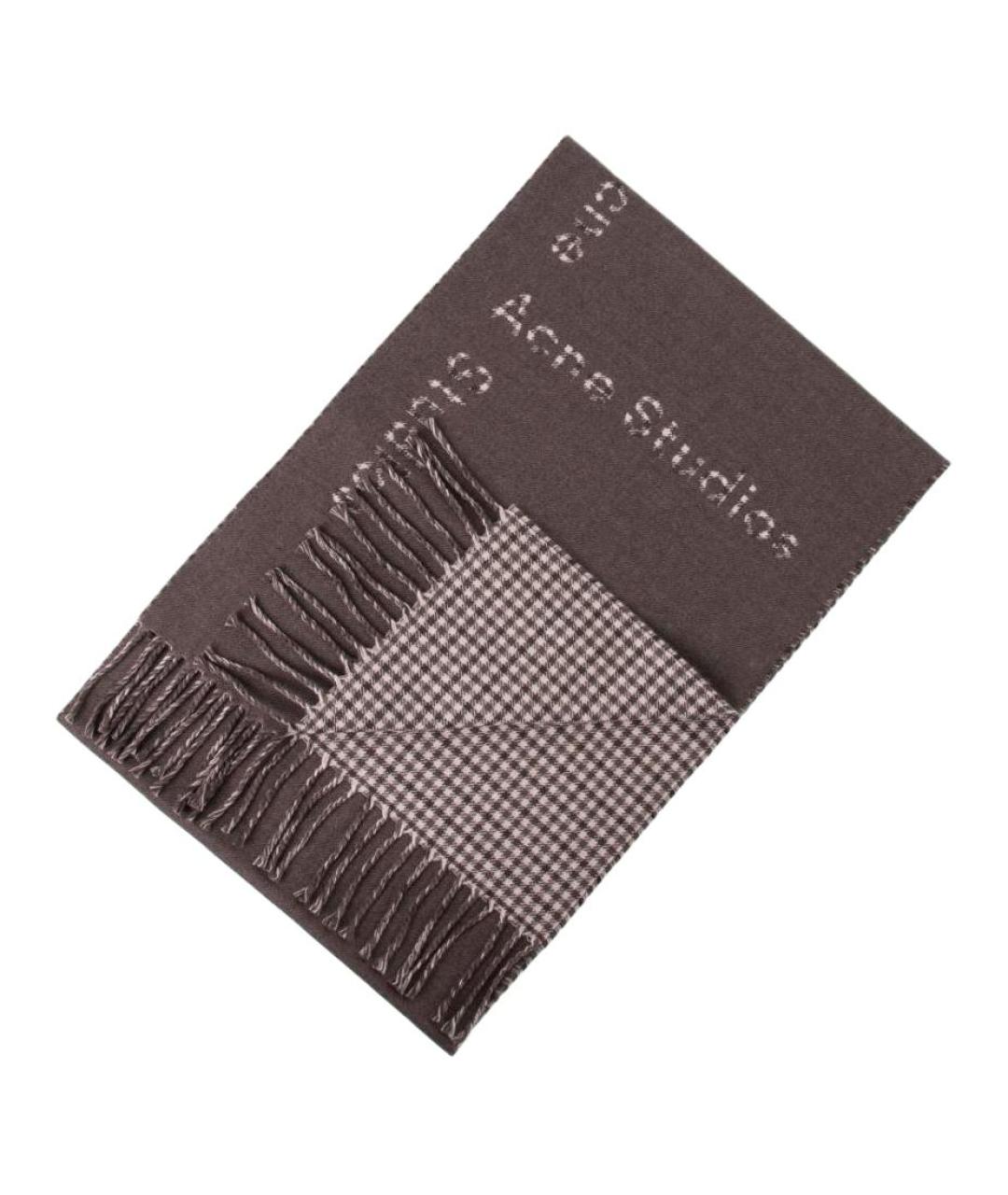 ACNE STUDIOS Коричневый шерстяной шарф, фото 3
