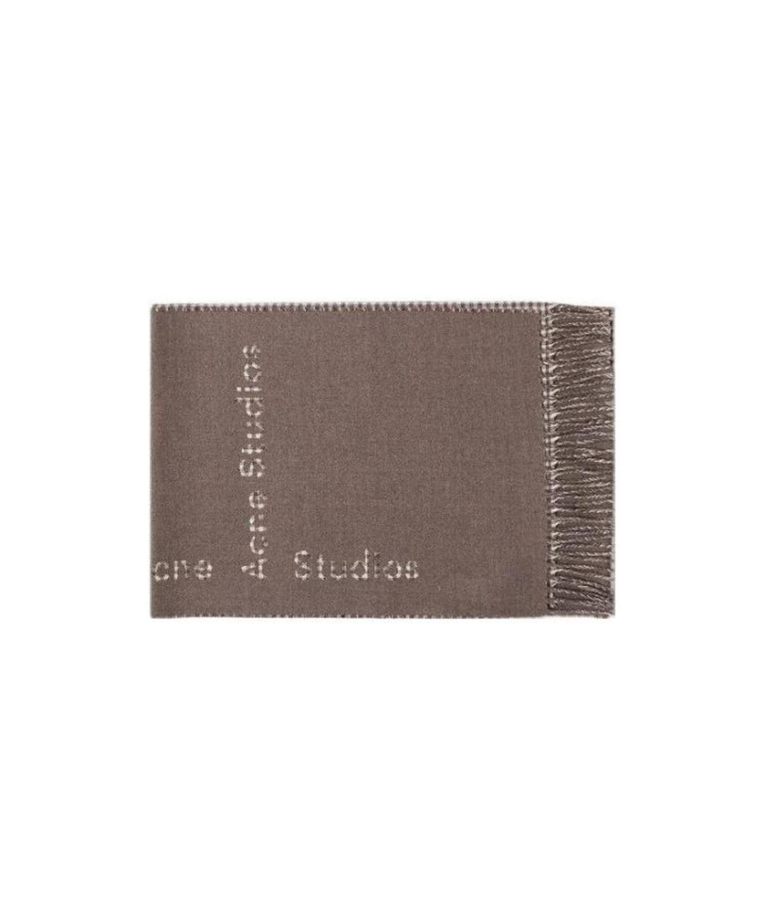ACNE STUDIOS Коричневый шерстяной шарф, фото 2
