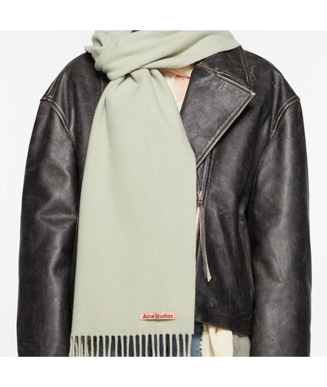 ACNE STUDIOS Зеленый шерстяной шарф, фото 2