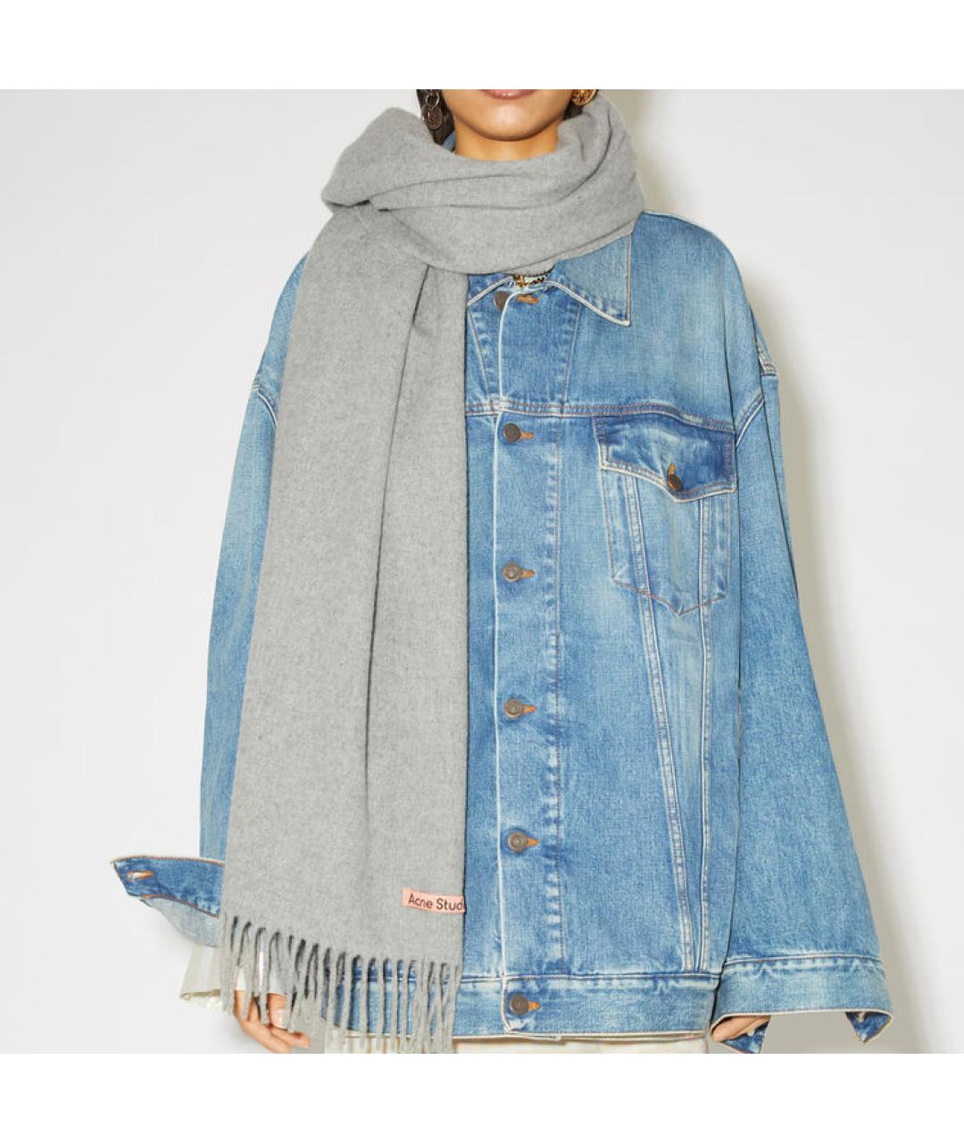 ACNE STUDIOS Серый кашемировый шарф, фото 2