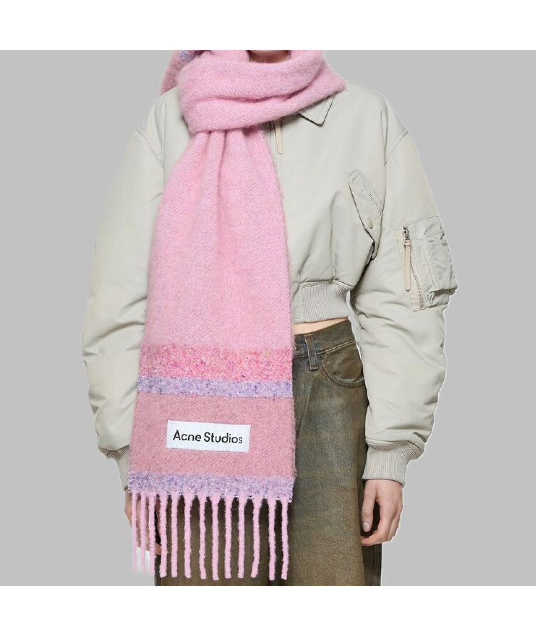ACNE STUDIOS Розовый шерстяной шарф, фото 2