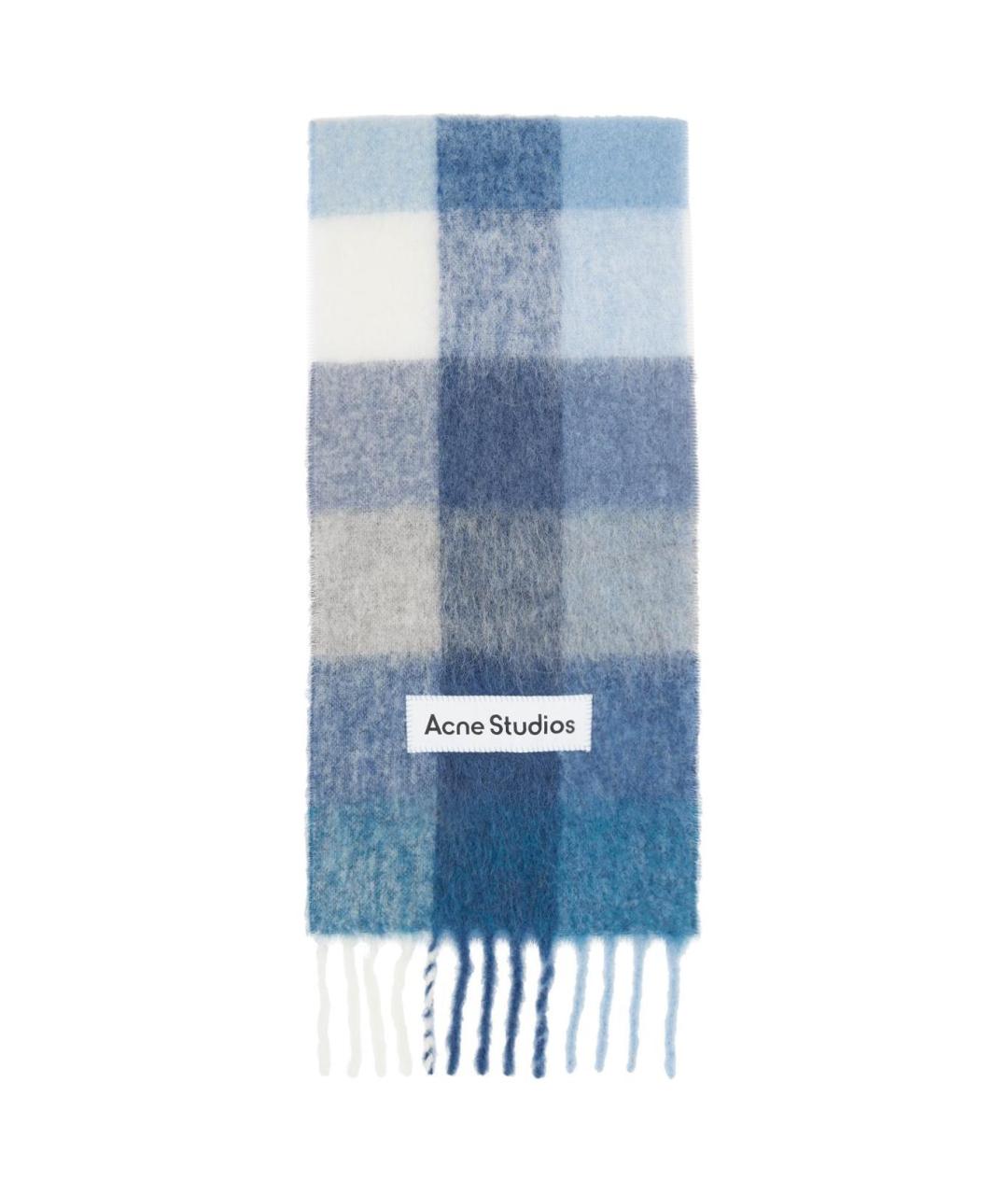 ACNE STUDIOS Голубой шерстяной шарф, фото 2