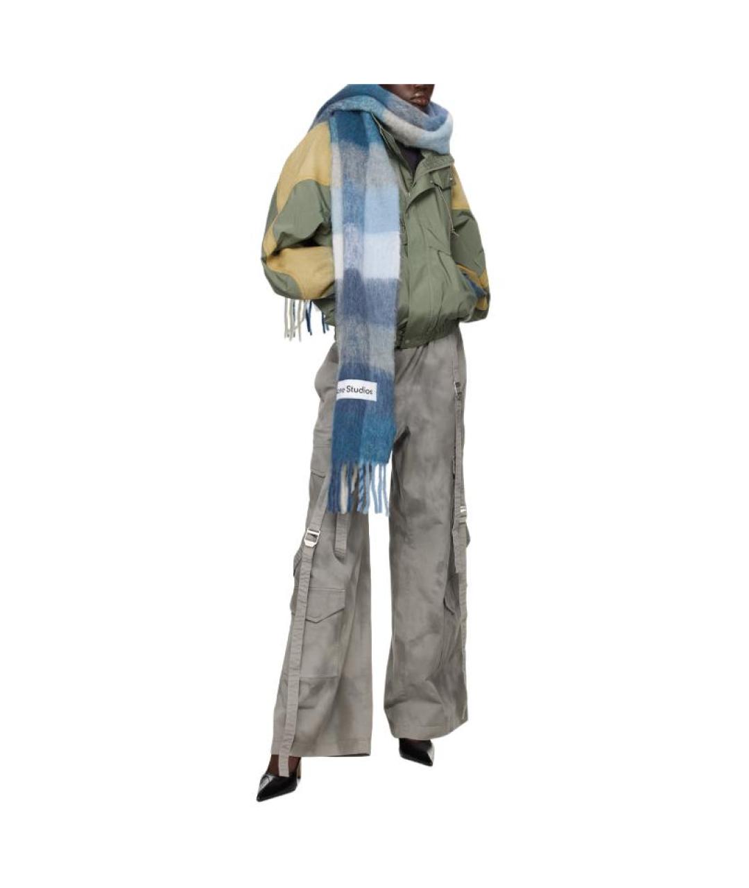 ACNE STUDIOS Голубой шерстяной шарф, фото 5