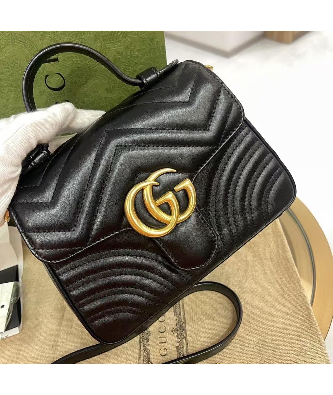 GUCCI Черная кожаная сумка тоут, фото 4