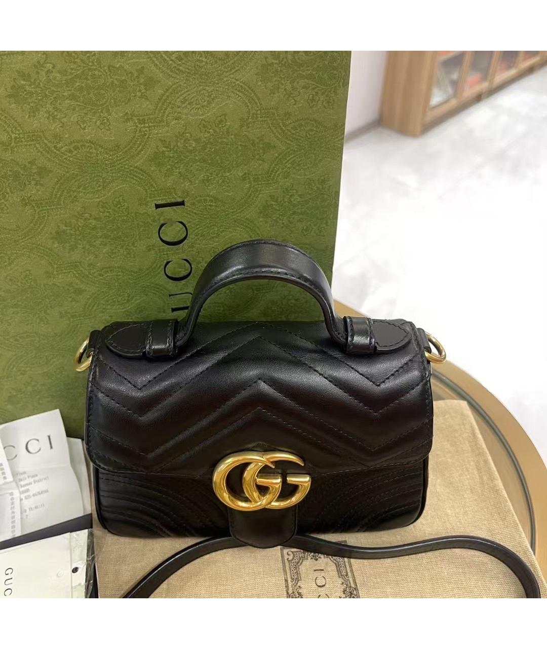 GUCCI Черная кожаная сумка тоут, фото 3