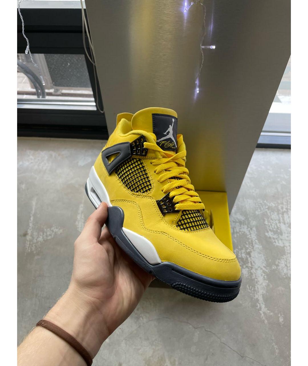 JORDAN Желтые нубуковые низкие кроссовки / кеды, фото 6
