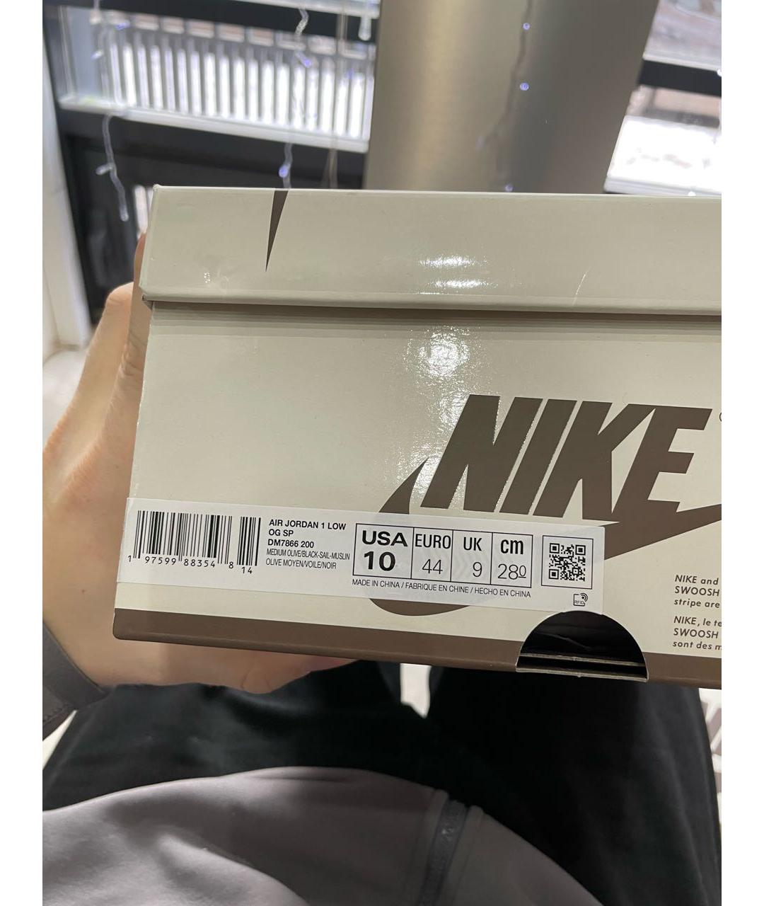 JORDAN Хаки кожаные низкие кроссовки / кеды, фото 7