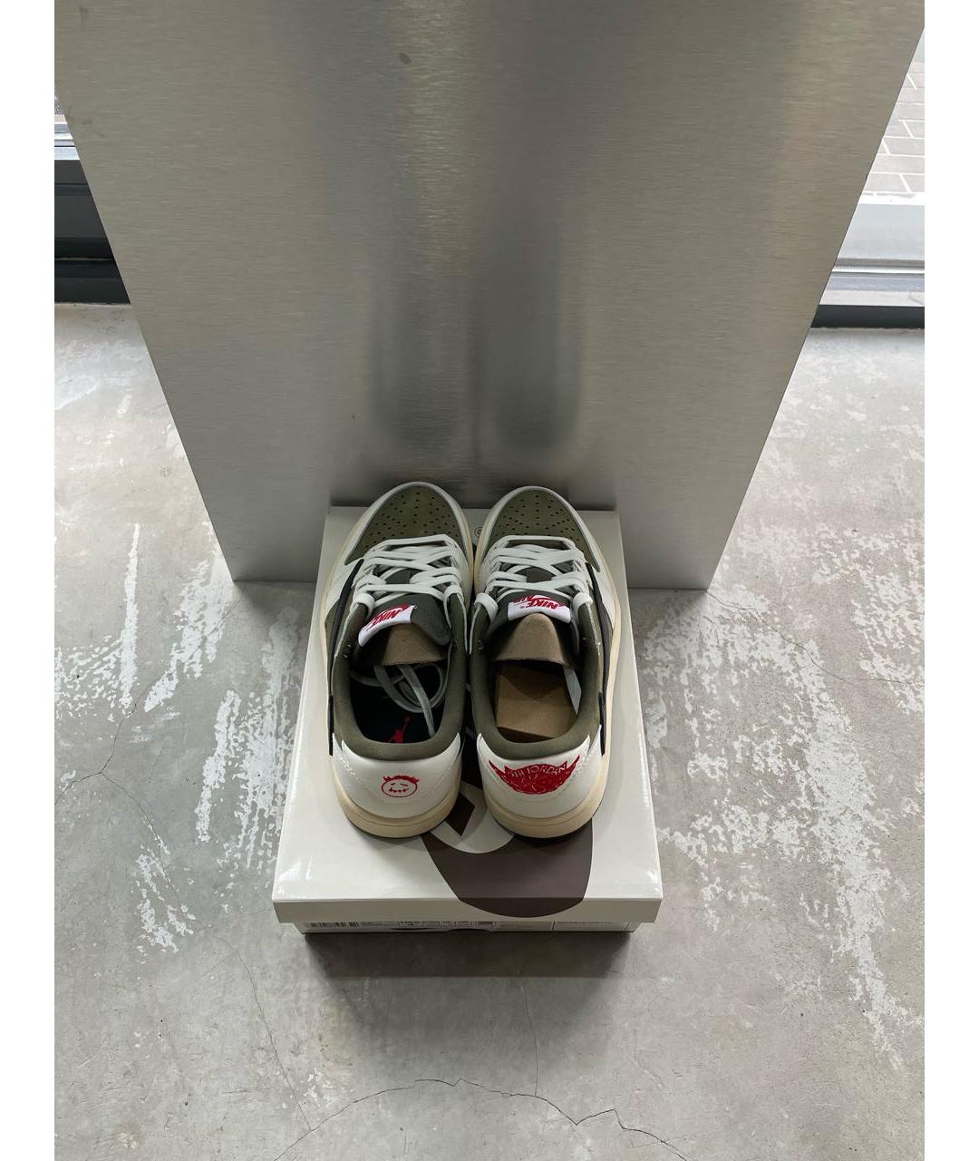 JORDAN Хаки кожаные низкие кроссовки / кеды, фото 3