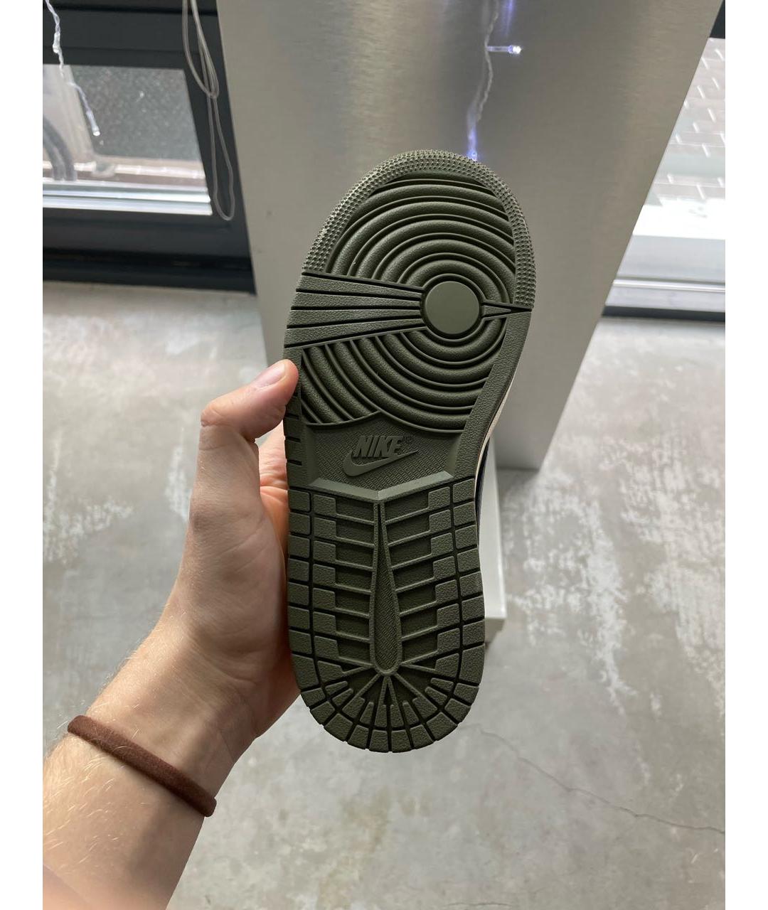 JORDAN Хаки кожаные низкие кроссовки / кеды, фото 6