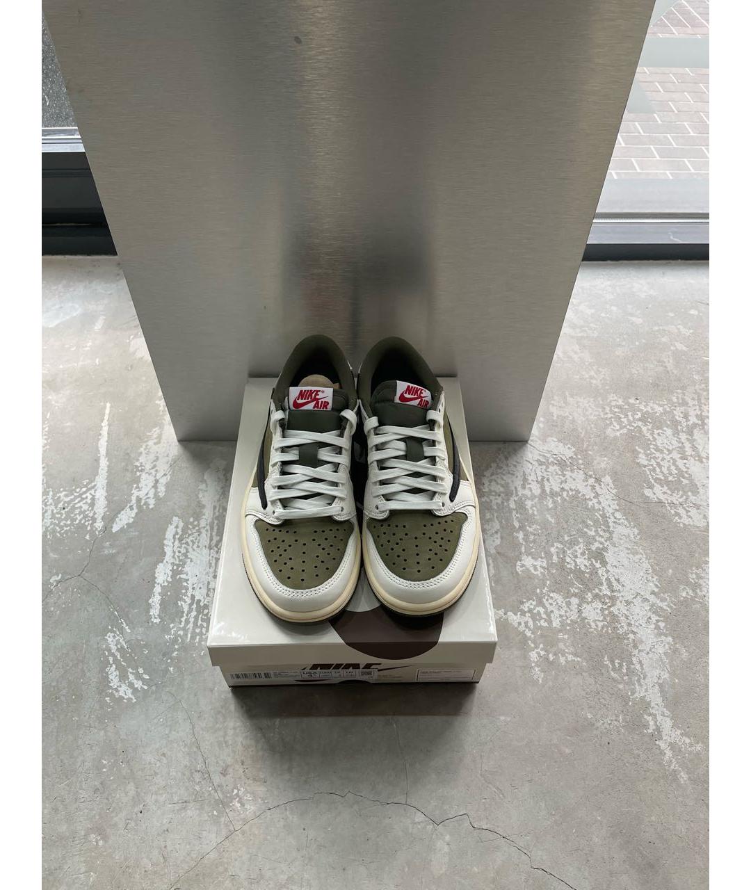 JORDAN Хаки кожаные низкие кроссовки / кеды, фото 2