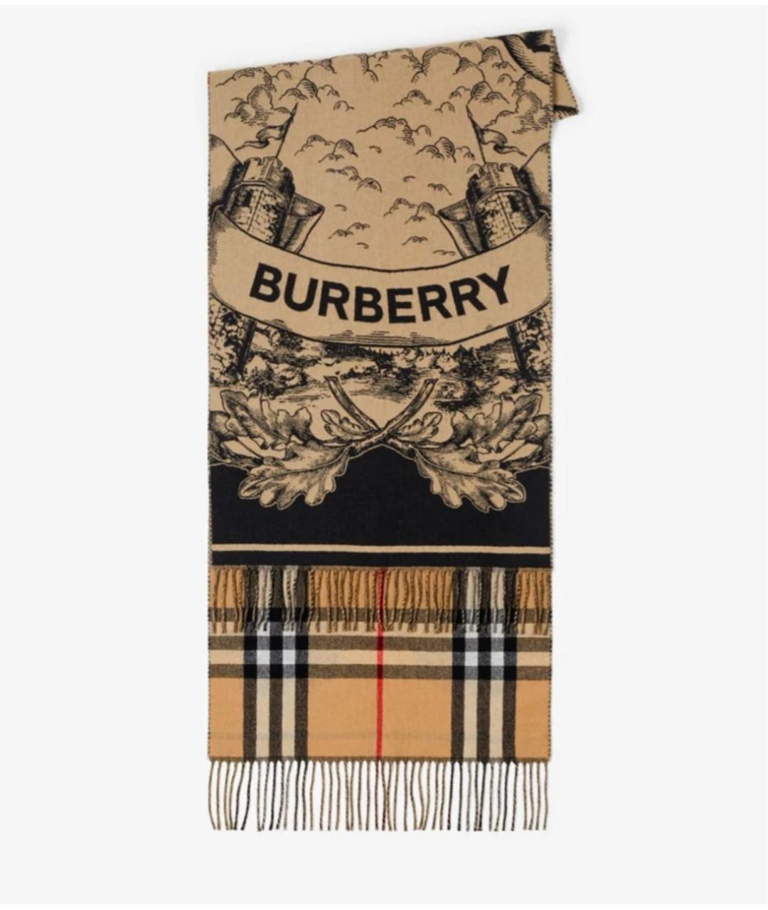 BURBERRY Коричневый кашемировый шарф, фото 2