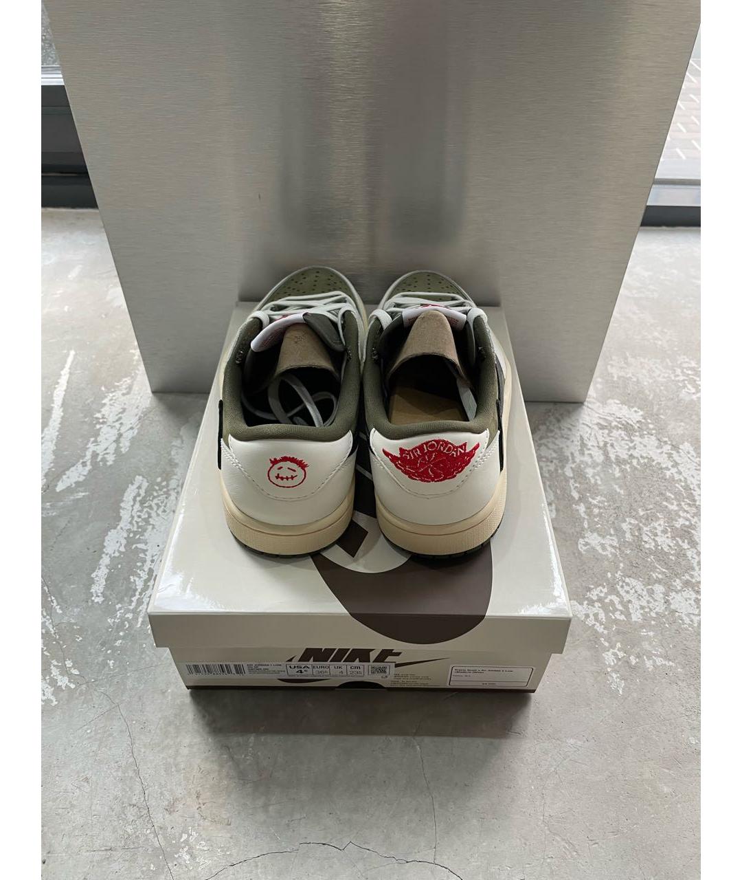 JORDAN Хаки кожаные низкие кроссовки / кеды, фото 4