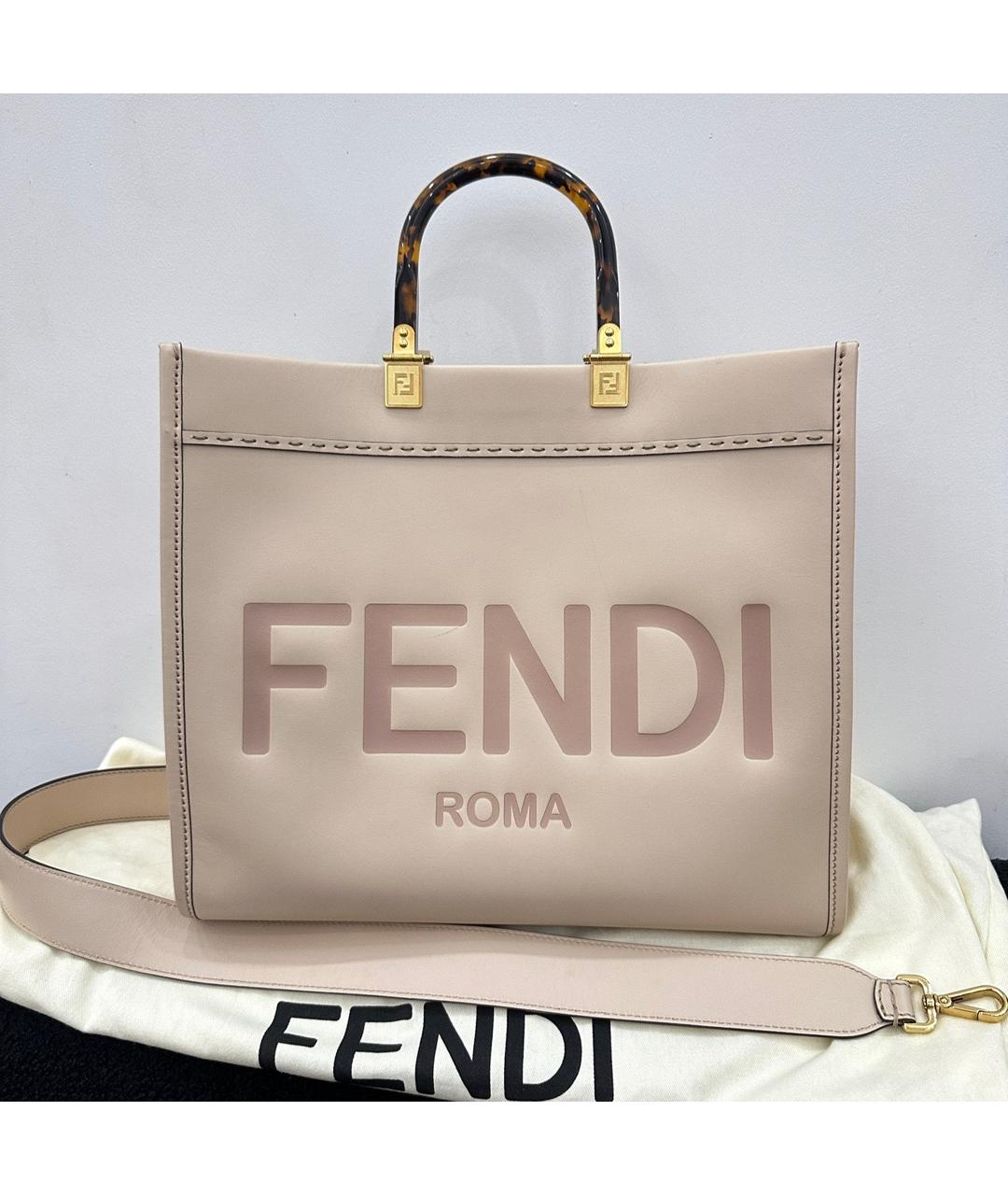 FENDI Розовая кожаная сумка тоут, фото 7