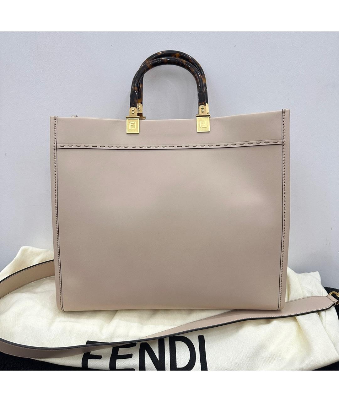 FENDI Розовая кожаная сумка тоут, фото 3