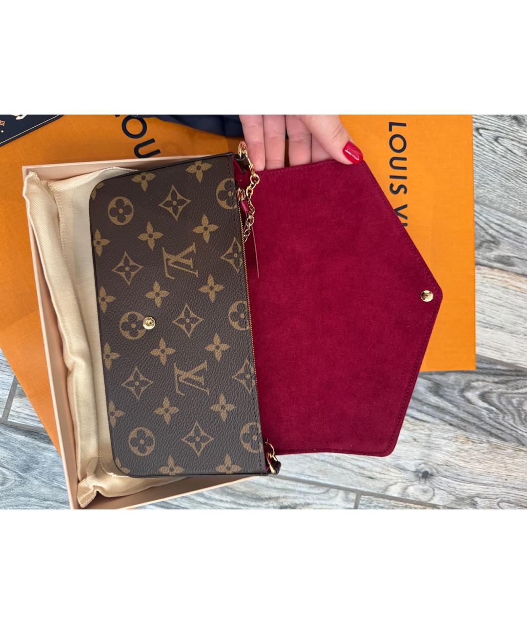 LOUIS VUITTON Коричневая кожаная сумка через плечо, фото 4