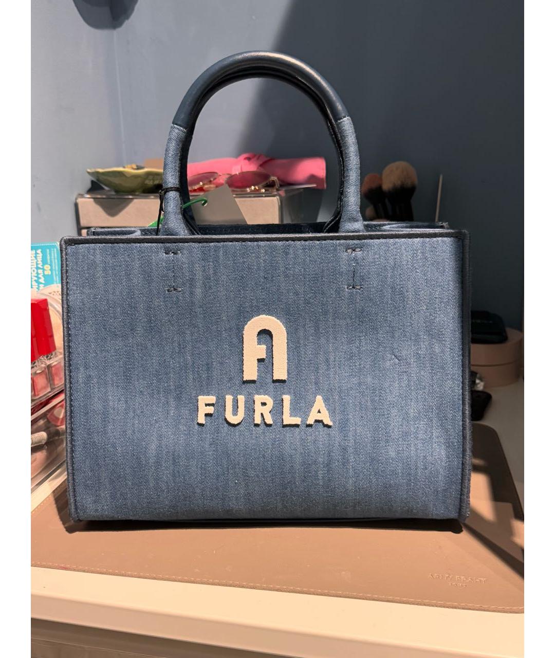 FURLA Синяя деним сумка тоут, фото 9