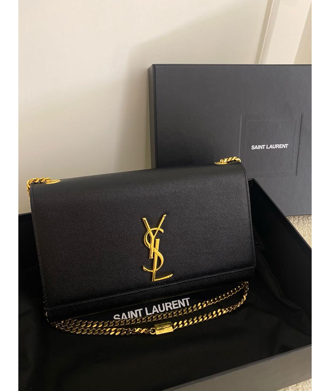 SAINT LAURENT Черная кожаная сумка через плечо, фото 2