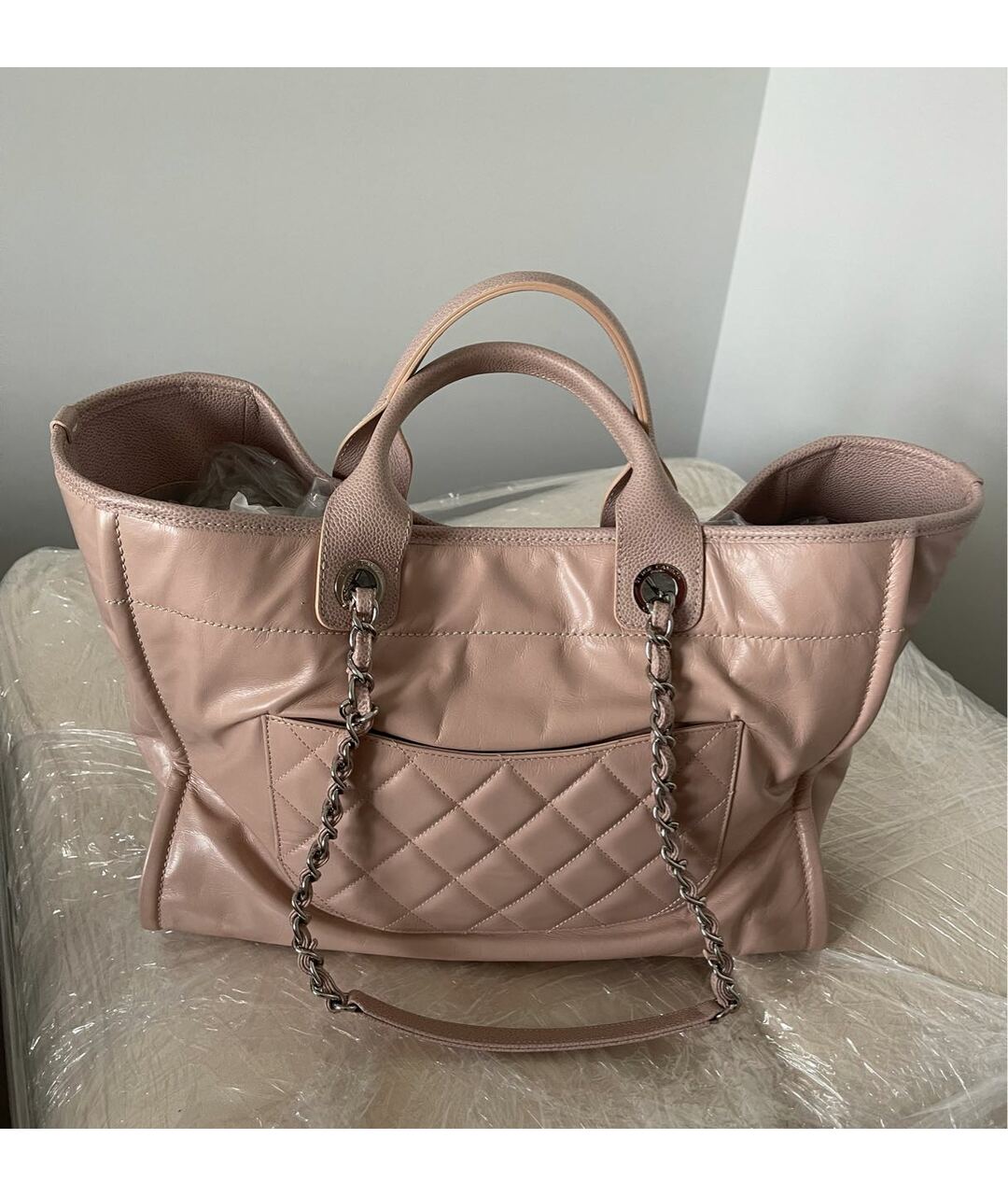 CHANEL PRE-OWNED Розовая кожаная сумка тоут, фото 3