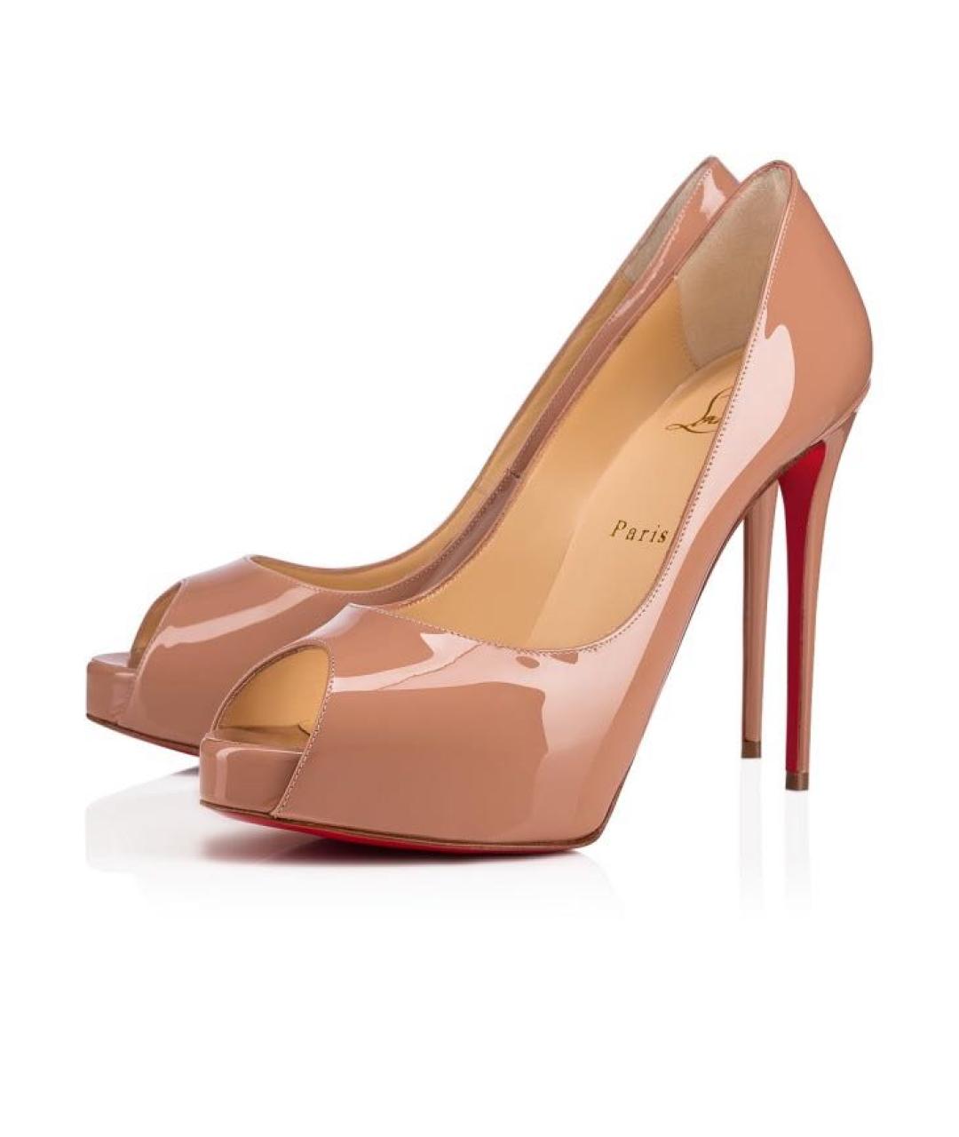 CHRISTIAN LOUBOUTIN Бежевые кожаные босоножки, фото 3